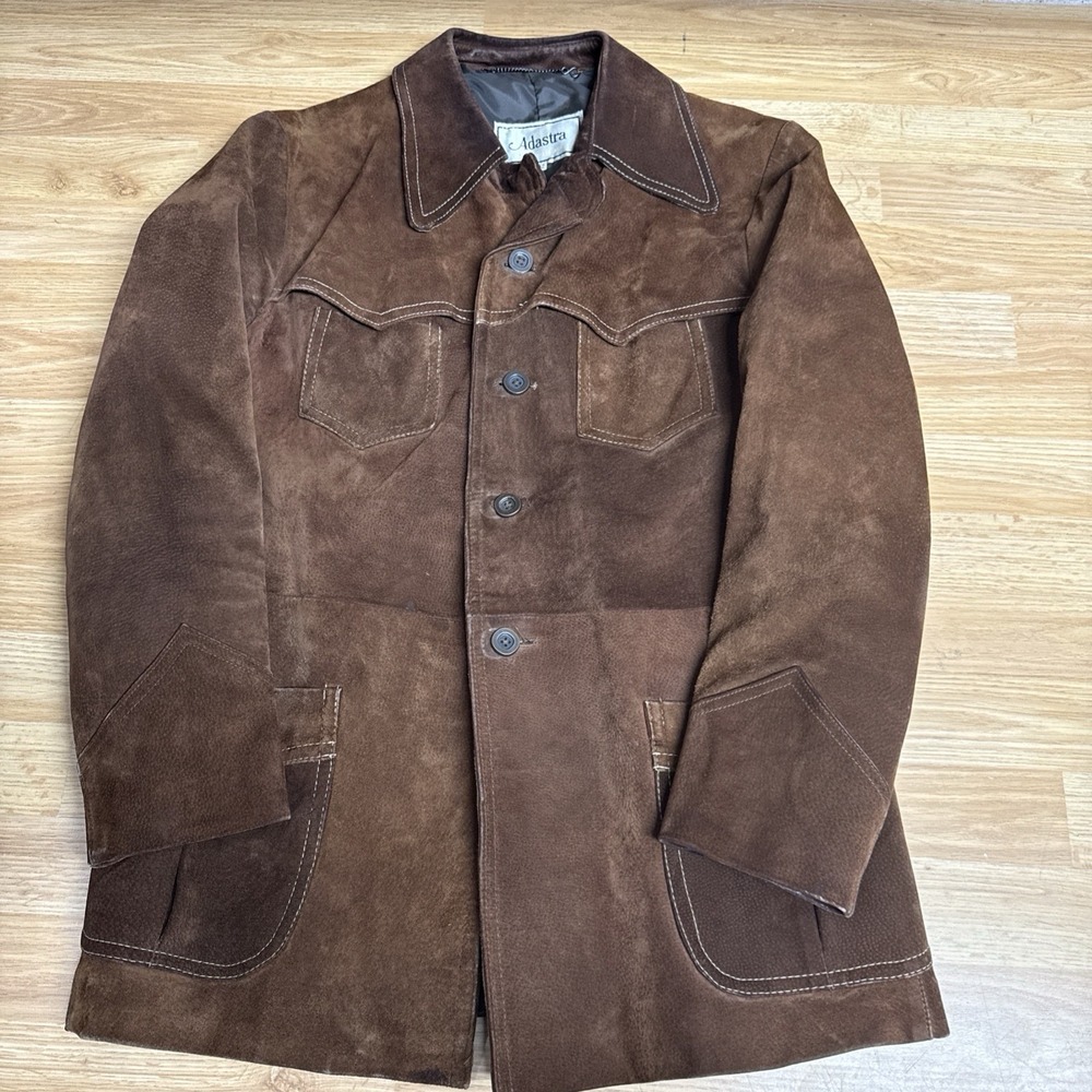 Vintage 70'sAdastra Leather Suede Jacket Hippie Boho Western  Made England's 42